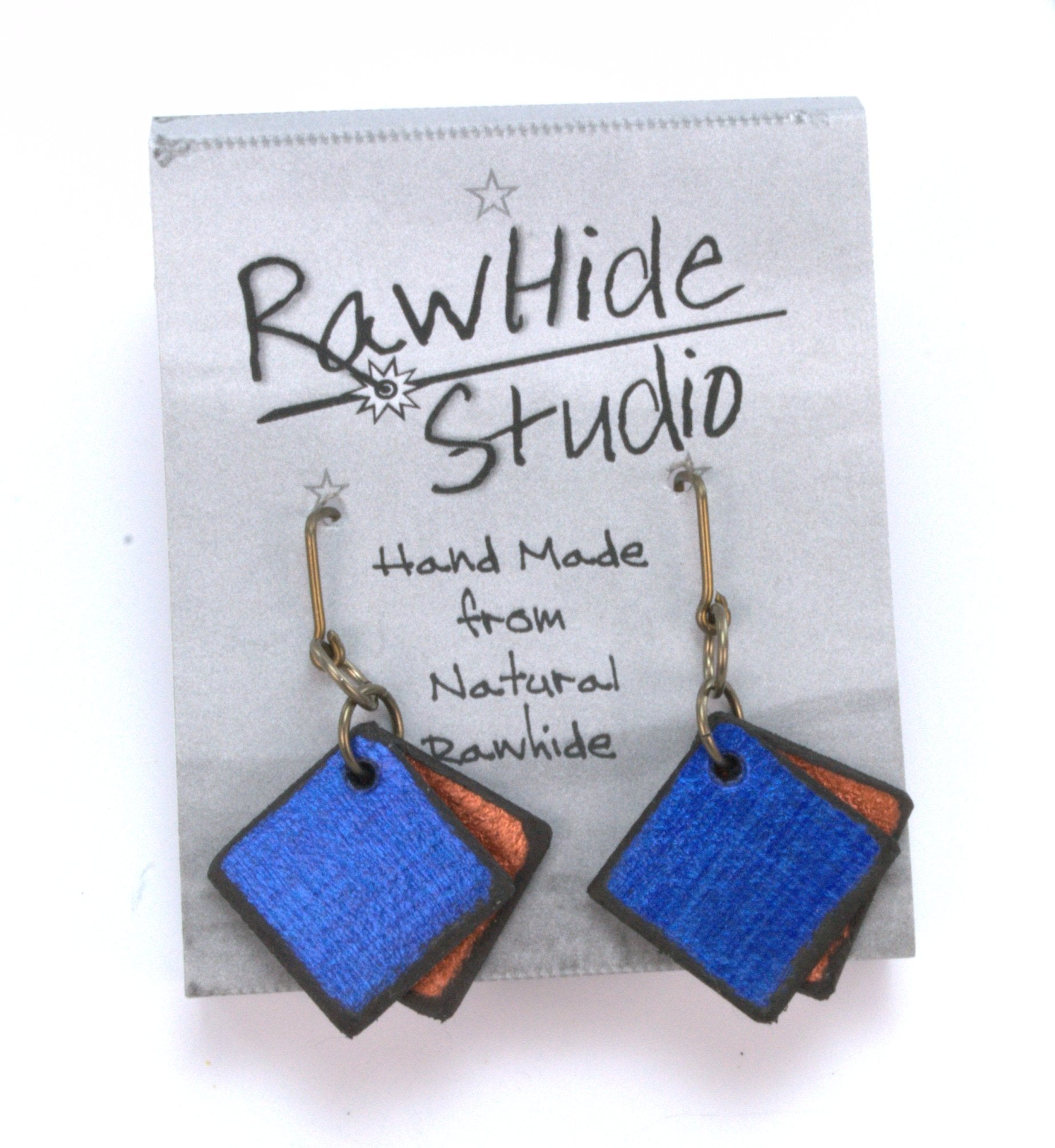 Rawhide Studio earrings come on an attractive display card and included two plastic ear nuts 