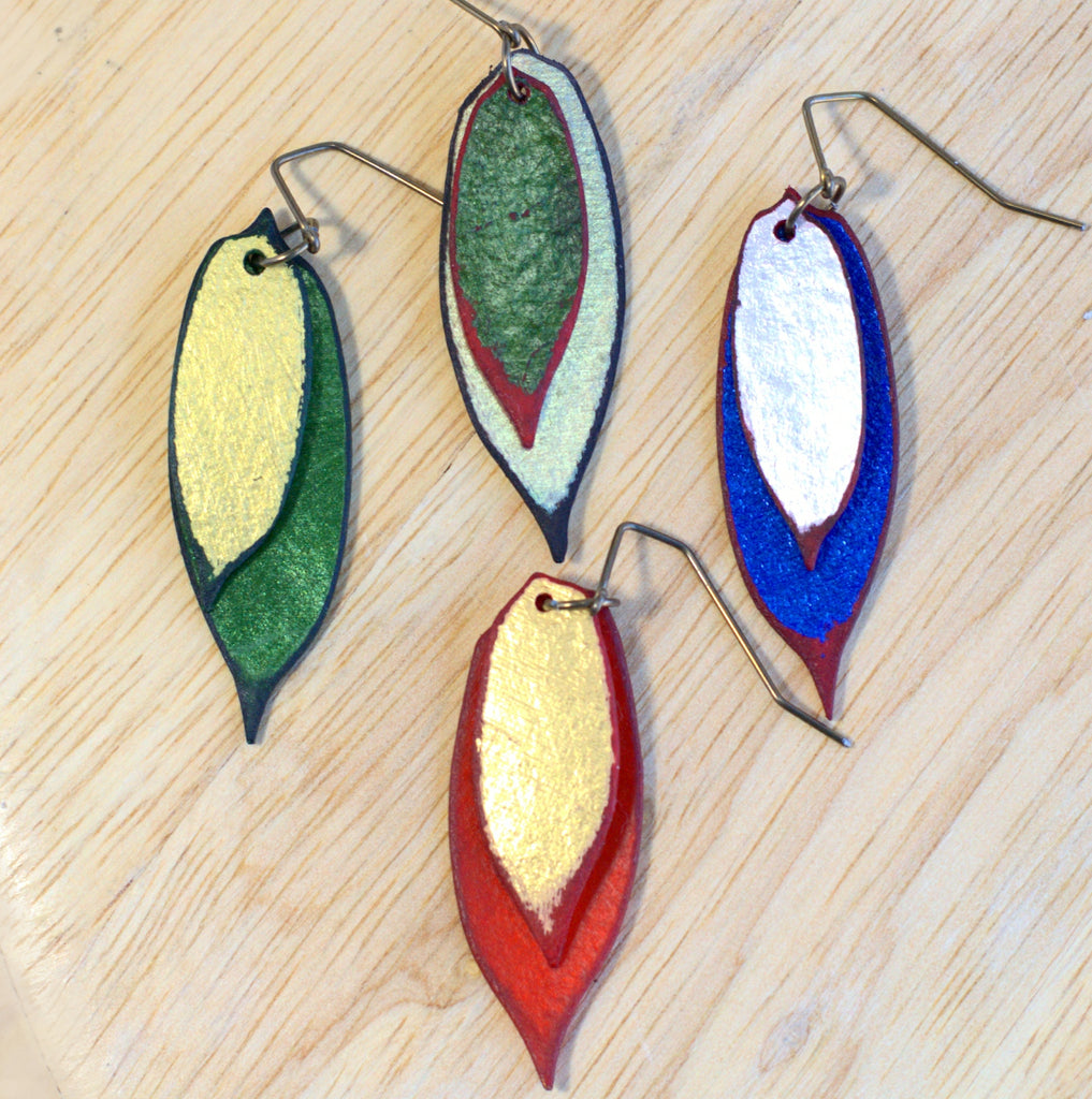 Willow leaf earrings in 4 color combinations